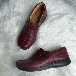 Clarks Red Button Loafers Size 7